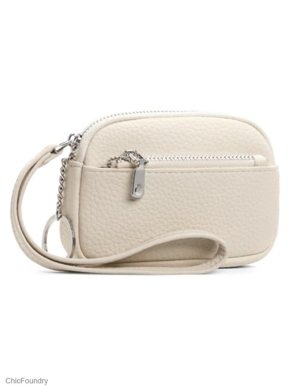 Vegan Leather Coin Purse Small Wristlet Wallet with Hidden Keychain and 2